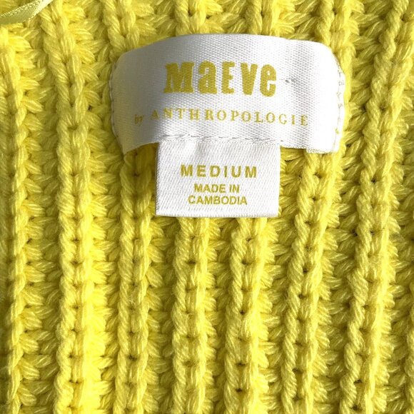 Maeve Sweater Women M Yellow Knit Chunky Wool Blend‎ Pullover - Picture 3 of 9